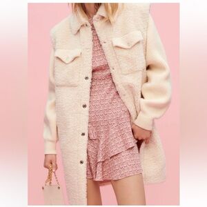MAJE 
Faux fur and knit coat
